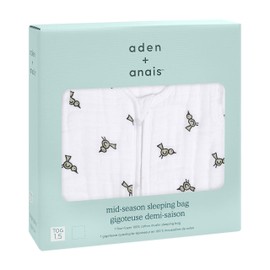 aden + anais Baby Mid-Season Sleeping Bag, 4 Layers of 100% Cotton Muslin, Wearable Swaddle Blanket for Girls & Boys, Breathable Newborn Sleep Sack, TOG Rating 1.5, 18-36 Months, jungle jam