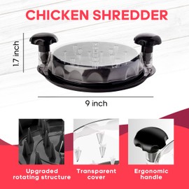 Chicken Grinder with Cleaning Brush, Food Tong and Non-Slip Mat, Meat Grinder, Effective Tool for Grinding All Types of Meat, Visible Chicken Grinder, Ergonomic Handle, Heat Resistant, Dishwasher Safe