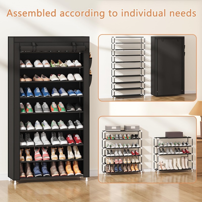 Laiensia 9-Tier Vertical Shoe Rack Organizer, Space Saving Shoe Storage