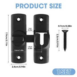 90 Degree Door Lock, Black Barn Door Lock Security Sliding Door Latch Zinc Alloy 90/180 Degree Flip Sliding Latch with Screws for Kitchen Bedroom Study Bathroom Cabinet Window Garden