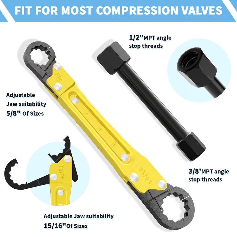 LAISGOO Plumbing Tools - Angle Stop Wrench & Angle-On Kit