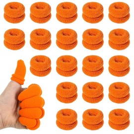 COYUN 20 Stück Schlauchförmiger Fingerschützer Atmungsaktiv Finger Bob Fingerkuppenschutz Dehnbar Baumwolle Fingerlinge Fingerpflaster-Orange
