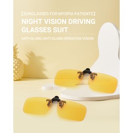 TERAISE Polarised Sunglasses Clip Over Glasses Anti-Glare UV400 Clip On Sunglasses for Men Women Driving, 2 pieces yellow + yellow