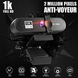 Cámara Web USB 4K con Enfoque Automático con Micrófono, Cámara de Computadora USB con Trípode Incorporado, Micrófono Estéreo, Cierre de Privacidad, Co