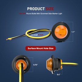 Nilight 30 PCS 3/4 Inch Round Clearance Light LED Front Rear Side Marker Indicator Bullet Lights for Truck RV Car Bus Trailer Van Caravan Boat