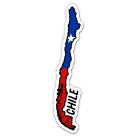 Squiddy Chile Map with Flag - Vinyl Sticker for Car, Laptop, Notebook - 5"