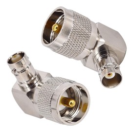 BOOBRIE RF Coaxial Connector UHF PL259 Male to BNC Female Right Angle L Type Wireless Adapter LAN Device Antenna 2 Pack
