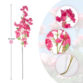 OBDXZHC 6PCS Silk Bougainvillea Artificial Flowers, UV Resistant, Long Stems Faux Flower, Realistic Fake Bougainvillea Vines, for Wedding Porch Home Party Garden DIY Decor - 47.2 inch (Fuchsia)