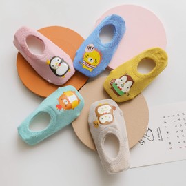 Smart-Bear W024 Children's Socks, Baby Socks, Anti-Slip, Soft, Comfortable, Sweat Absorbent, Breathable, 5 Pairs Set, a