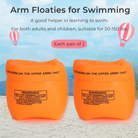 Arm Floaties for Kids and Adults (2 Pack) - Pool Floats Arm Bands Inflatable Swim Rings PVC Arm Floater for Toddlers Kids 3-5-6-12 Years (Orange 2pcs)