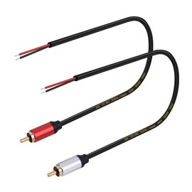 sovunis 2Packs Speaker Wire RCA Audio Both Male Plug Jack Connector Adapter to Bare Wire Open End Pigtail Audio Video Lotus Plug Repair Cable for Amplifier, Receiver, Speakers, etc.