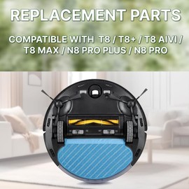Replacement Parts Compatible With Ecovacs DEEBOT OZMO T8 / T8+ / T8 AIVI / T8 Max / N8 Pro Plus / N8 Pro - 2 Main Brushes, 10 Side Brushes, 5 Filters, 8 Dust Collectors by Apex Essentials