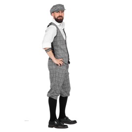 20s Peaky Blinders Men's Glencheck Suit Knickerbocker Black / White Vest Flat Cap, 56, black/white