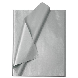 Ueerdand Gift Wrapping Tissue Paper for Packaging 105 Sheets Single-Sided Metallic Wrapping Craft Papers Bulk for DIY Artworks Flower Decoration (12 x 20 Inches, Silver)