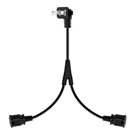 Strhowill 90 Degree Angled Nema 1-15P to Dual Nema 1-15R Splitter Cable Polarized,US AC 2-Prong Male and Female Power Cable SPT2 18AWG 10A/125V (Elbow 5Ft/1.6M)
