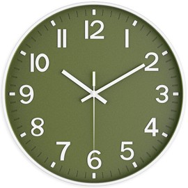 lanktoo Silent Wall Clock Non-Ticking Battery Operated – Modern Olive Green Analog Wall Clock for Living Room, Kitchen, Office, Bedroom – Stylish Home Wall Decor Clock, 8 Inch