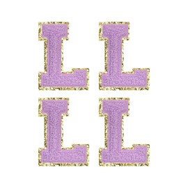 sourcing map 4Pcs Chenille Letter Patches Iron on Letter Patches Purple Alphabet L 3in Height for Clothing, Shoes, Hats, Backpacks