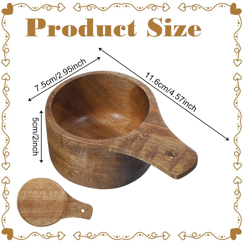 1/2 Cup Scoop Wooden Measuring Cups 1/2 Cup Measuring Cups