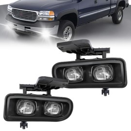 LED fog lights Compatible with [1999-2002 GMC Sierra] [2000 2001 2002 2003 2004 2005 2006 GMC Yukon] Driving Fog Lights (Clear Lens)