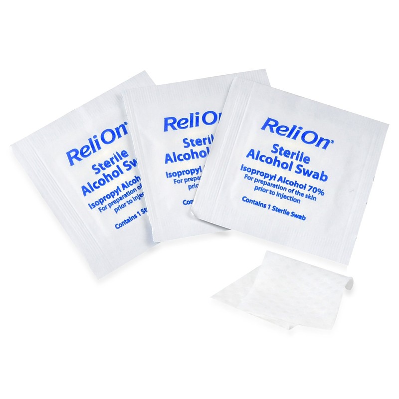 ReliOn Sterile Alcohol Swabs, 200 count, (Pack of 2)