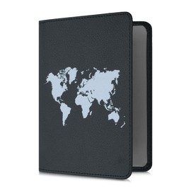 kwmobile Vehicle Registration Certificate Case with Card Slots – Faux Leather Case Italian Registration Certificate – Travel Outline White Black, white black, Travel Outline 02-01