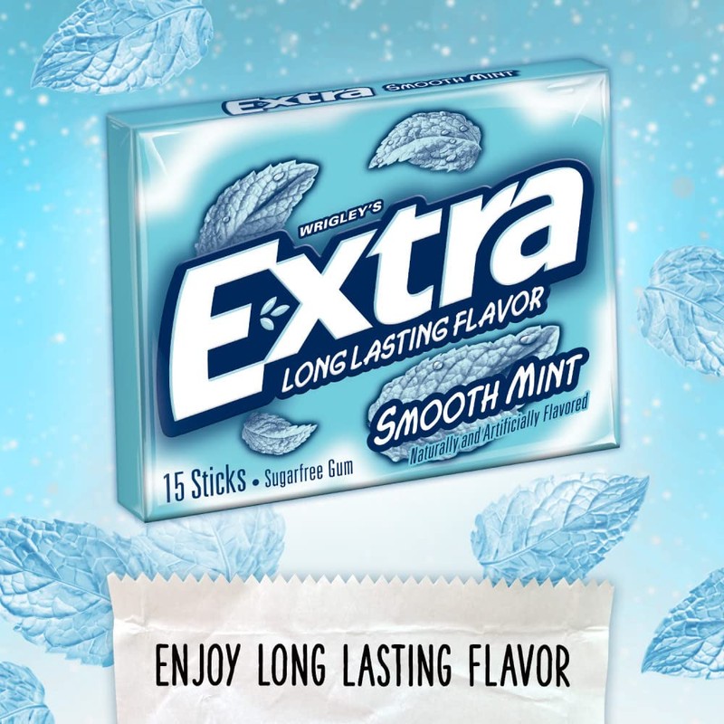 Extra Smooth Mint Sugarfree Gum 15 Count (Pack of 10)