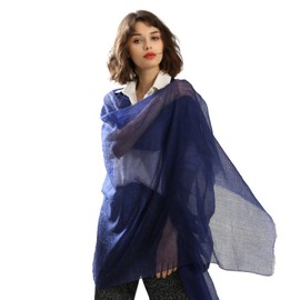 100% Pure Cashmere Shawl Wraps for Women, 91'' x 40'' Oversized Feather-Light Cashmere Scarf for All Seasons, Luxury Travel Pashmina Wraps for Women’s and Lady’s Evening Wedding Gifts, Navy Blue