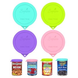 4PCS 3-inch Silicone Can Lids for Goya | Van Camp's | Chef Boyardee | Bush's Best | Farmer's Market Can, Tight Seal Cover for Canned Good, Can Toppers, Reusable Food Saver Lid (Can NOT Included)