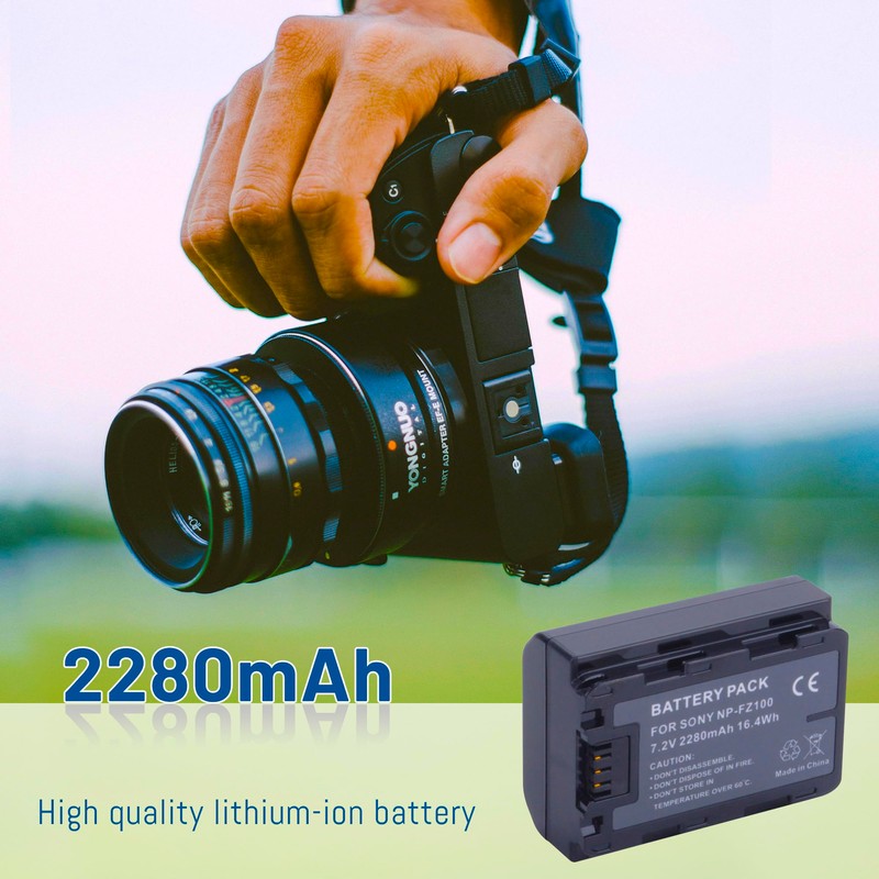 3-Pack NP-FZ100 Battery with Triple Slot LCD Charger for Sony