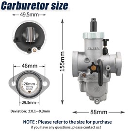NIBBI PE26mm Carburetor with Carb Jets for 150cc-200cc Flange Motorcycle Engines - Compatible with YAMAHA, KAWASAKI, SUZUKI, Apollo, TAOTAO Scooter, Dirt Bike Mini Bike