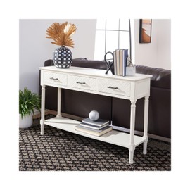 Safavieh Home Collection Peyton Distressed White 3-Drawer Lower Shelf Console Table CNS5705A