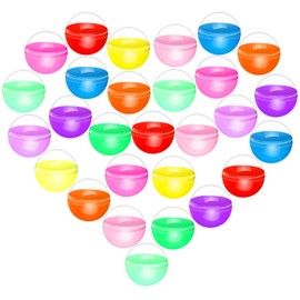 TUANTUAN 100 Pcs 1.26Inch Colored Plastic Capsules Half Clear Half Color Round Ball Empty Clear Colored Round Capsules Plastic Containers Surprise for Kids Party Favor Prize.