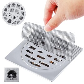 100 PCS Disposable Shower Drain Hair Catcher - 4 Inch Drain Cover Mesh Stickers for Human & Pet Hair - Bathtub, Bathroom, Kitchen Sink, Laundry Floor Drain Filters (Grey)