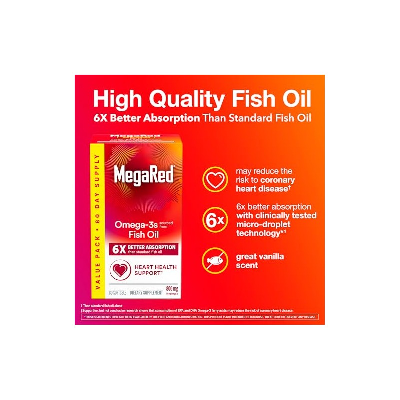 MegaRed Advanced Triple Absorption 800mg, 80 softgels - Omega-3 Fish