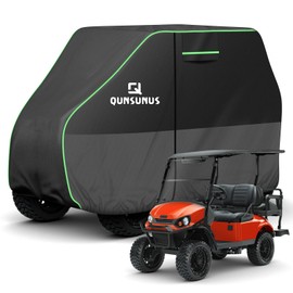 QUNSUNUS Waterproof Golf Cart Cover 2/4/4+2 Passenger for Yamaha, Honda, Club Car, EZGO, All Weather Golf Cart Rain Covers with Zipper and Straps for Wind, Sun and Dust Protection