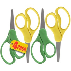 1InTheOffice Kids Stainless Steel Scissors, 5" Kids Pointed Tip Stainless Steel Scissors, Left Handed Scissors for Kids, Scissors for Right & Left Handed, Multipurpose Scissors 2/Pack