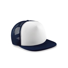 Beechfield Vintage Plain Snap-Back Trucker Cap - Classic Retro Style Hat French Navy/White