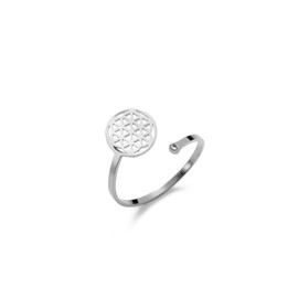 LIKGREAT Flower of Life Ring Stainless Steel Adjustable Ring Spiritual Healing Geometric Symbol Amulet Jewellery For Women (Sliver)