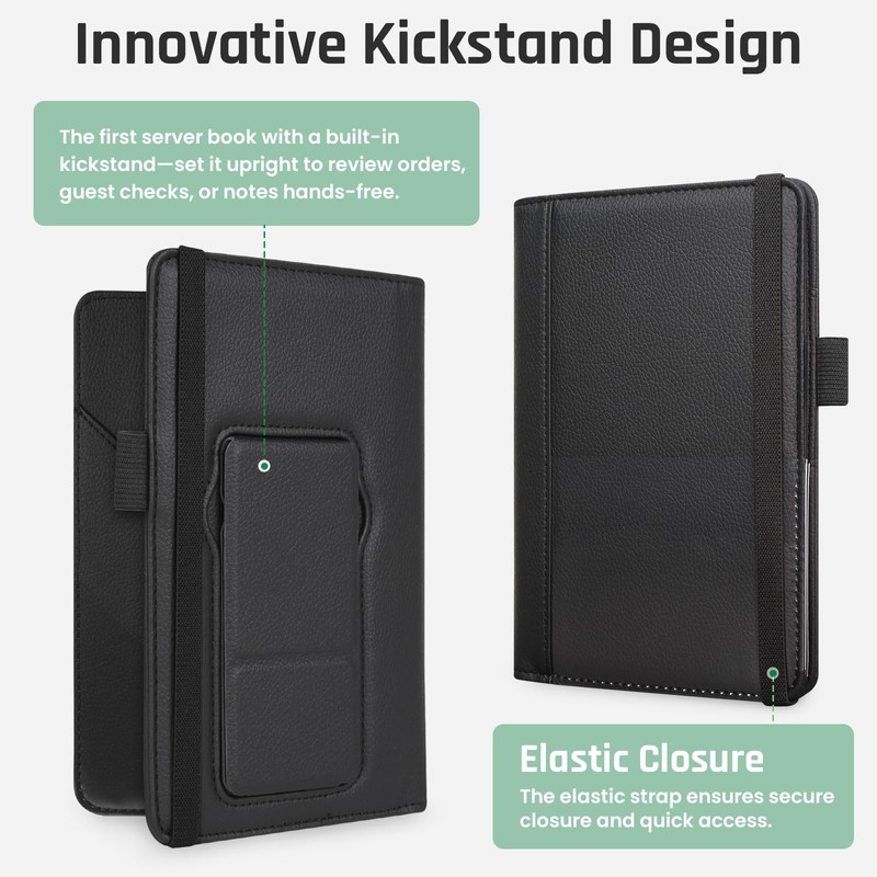 RSAquar Premium Server Book with Kickstand & Hand Strap –
