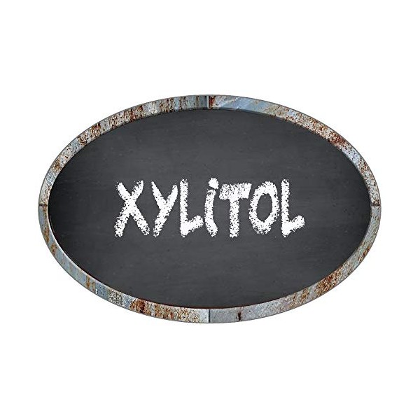 XYLITOL Oval Chalkboard Look with Chalk Style Font Effect 6"