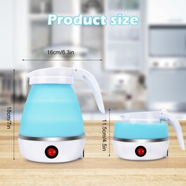 Camping Tragbarer Wasserkocher 600ML, EUBSWA Faltbarer Wasserkocher, Mini Elektrischer Silikon Wasserkessel für Camping, Reise, Outdoor (Blau)