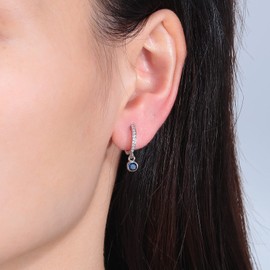 CiNily Small Dangle Hoop Earrings for Women Girls,14K White Gold Mini Huggie Hoop Earrings Hypoallergenic Diamond Drop Earrings Dainty Cute Cubic Zirconia Dangle Hoops Jewelry Gifts, White Gold