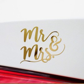 Transparent Decal Stickers of Mr and Mrs 3 (Metallic Gold) Premium Waterproof Vinyl Decal Stickers for Laptop Phone Accessory Helmet Car Window Mug Tuber Cup Door Wall Decoration ANDstic730222GOAA