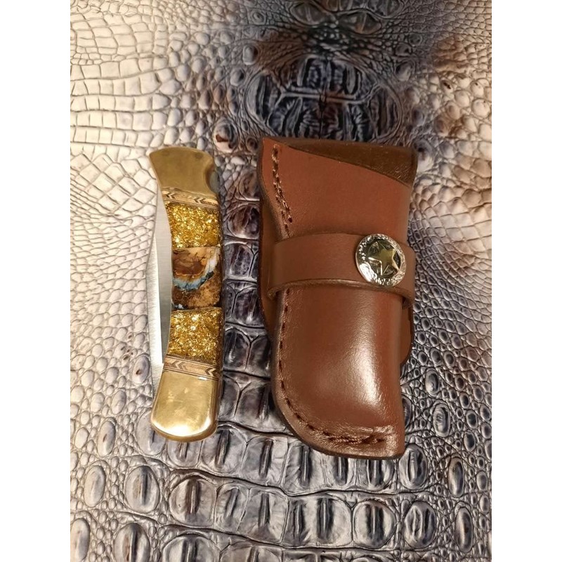 Custom Leather Knife Sheath for Buck 110 Knife, Folding Pocket