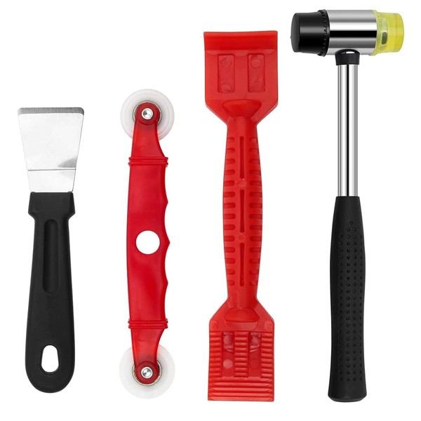 Window Glazing Tool Kit, 4PCS Heavy-Duty Glazing Tools, Red Window
