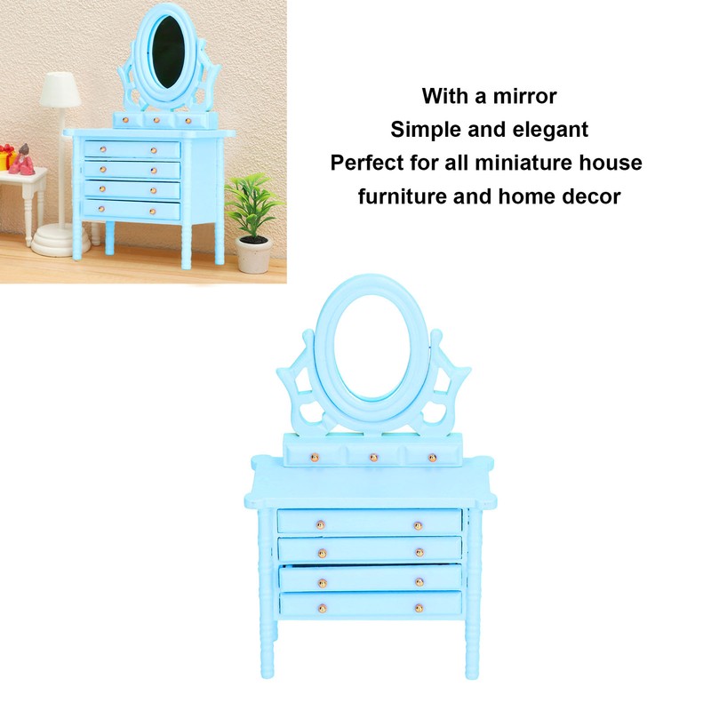1:12 Scale Dollhouse Toilet Table High Simulation Wooden Miniature Dressing