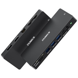 ZIUMIER Laptop Docking Station, 12 in 1 USB C Docking Station Dual Monitor - Single 8K or Dual 4K Displays, 1 HDMI, 1 DP, 100W PD, 3x10Gbps USB-A/C Data, 5Gbps USB-A Data, Ethernet, Audio, SD/Micro SD
