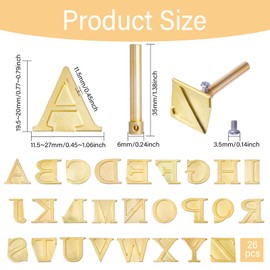 GLOBLELAND 1Set 26Pcs Wood Burning Tip Sets Hot Stamps Tool with Uppercase Alphabet 26 Letters Hot Stamps Brass for Leather Branding DIY Embossing and Carving Crafts Wood Burning