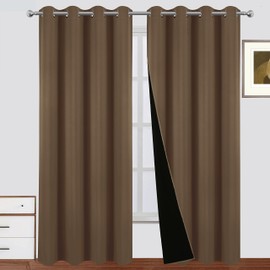 LEMOMO 100% Blackout Curtains 52 x 84 Inch/Cappuccino Curtains Set of 2 Panels Thermal Insulated Room Darkening Living Curtains