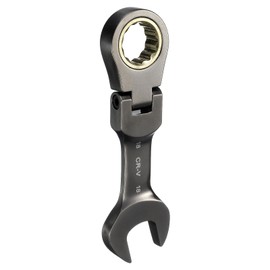 sourcing map Flex Head Stubby Ratcheting Combination Wrench 18mm Metric 72-Teeth CR-V Steel Nickel Plated Flex-Head Ratchet Wrench for Fasteners Nut Bolt